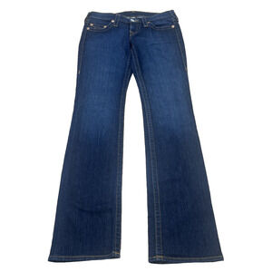 True Religion Jeans Women 28x34 Straight Leg Low Rise Dark Wash Denim Boho